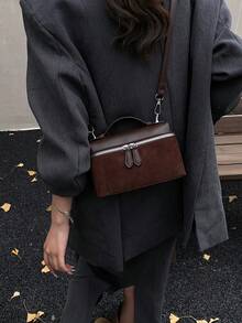 Dedoo New Matte Patchwork Mini Handbag Crossbody Bag Phone Pouch, Fashionable Work Bag - Coffee - View 5