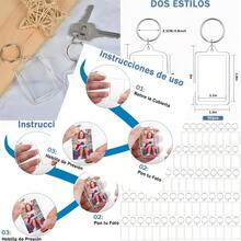 100 Piezas Llaveros Acrilicos de Foto Llavero de Foto DIY Transparente Acrilico Transparente Llaveros Llavero en Blanco Marcos Pequeños Fotos Familiares Amigos Regalos - transparente - Ver 1