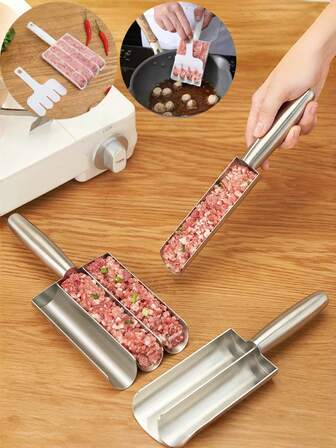 Meatball Maker, Home Use Meatballs, Fishballs, Shrimp Slips, Vegetable Balls, Ice Cream Ball Mold, 304 Stainless Steel Material, Rice Roll Meat Pasty Cooking Tool, Creative Round Ball Effort-Saving Meatball Maker, Circular Scooping Tool, Suitable For Cooking, Desserts, Etc.