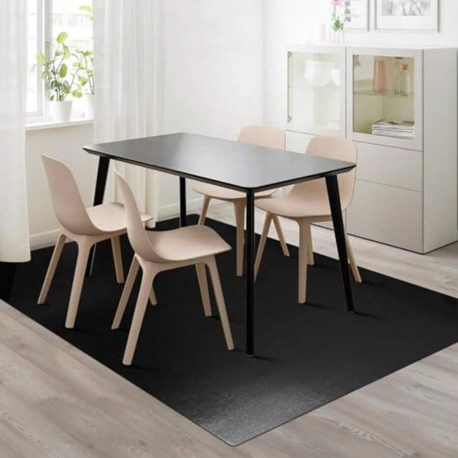 Vinyl Floor Mat For Home Black Waterproof Area Mat For Under Dining Room Table Sturdy Plastic Rug Protector For Kitchen Living Room Yard Garage Large Baby Play Mat 3'*5' With Durable Non-Slip Base And Easy Clean Surface For High-Traffic Indoor And Outdoor Spaces - 3x5 - Xem 1