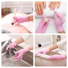 10/50/100pcs Pale Pink Powder-Free Disposable Nitrile Gloves, For Household & Kitchen Cleaning, Best Seller (XS, S, M, L Size)