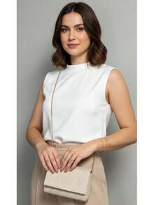 Women's 2-Piece Straw Crossbody Bag Set - Handbag And Evening Bag With Crossbody Strap - màu đen - Xem 2