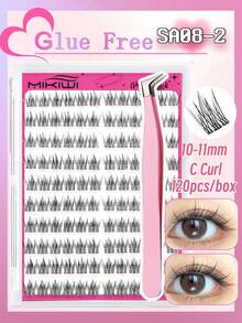 100 片 C 卷自粘睫毛，自然纤细，预粘睫毛簇，无需胶水，按压睫毛，易于粘贴，睫毛簇，睫毛簇，单根睫毛，睫毛，假睫毛 - 黑色 - 查看 16