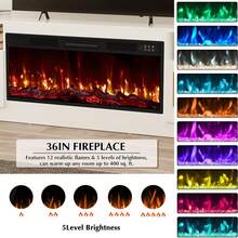 70 Inch Fireplace TV Stand Entertainment Center With 36" Fireplace, 70" Wooden TV Stand For TVs Up To 80", Media TV Console With High Gloss Storage Cabinet And 16 Colors LED Lights - 查看 7