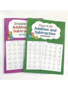 Conjunto de cuadernos de práctica de matemáticas para 1er a 3er grado: Ejercicios de suma y resta de dígitos simples y dobles - Actividades de aprendizaje, recursos para maestros, materiales de educación infantil, idioma inglés, tapa blanda, herramientas de aprendizaje de matemáticas - Multicolor - Ver 7