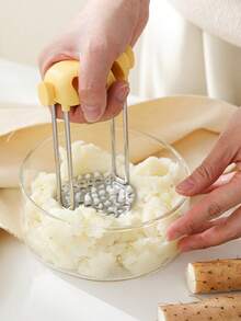 三合一多功能土豆泥压泥器，创意不锈钢压泥器，婴儿辅食制作器，大蒜剥皮器，厨房工具 - 彩色 - 查看 3