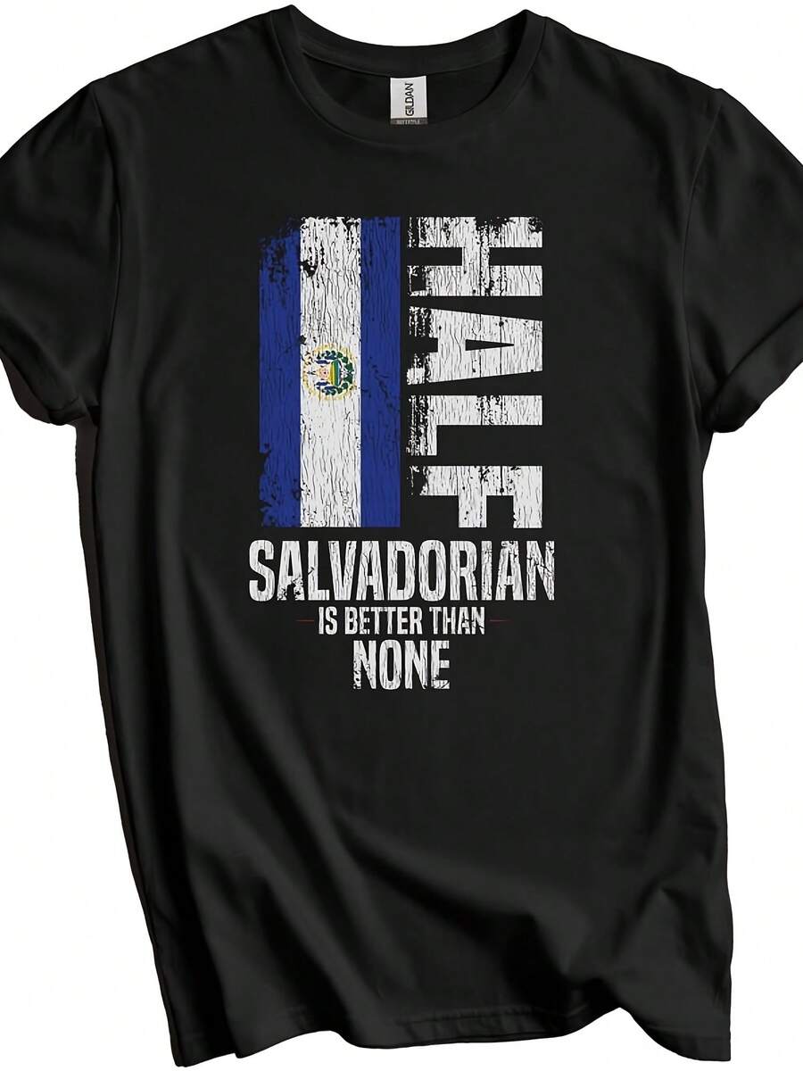 Salvadorian Shirt, El Salvador Flag Shirt - Half Salvadorian Is Better T None Funny El Salvador Flag T-Shirt,This Fun Printed Casual T-Shirt Is The Perfect Gift For Valentine's Day/Christmas - 款式9 - 查看 1