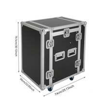 CNCEST 10U PA DJ Rack/Road Case, AV Rack Case With Wheels, DJ Work Table And Casters, Slant Mixer Top With Spring Handle For Storing Electronic Equipment Such As Amplifiers, Mixers, Microphones, Sequencers Etc - Black - View 4
