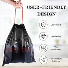 75 Drawstring Trash Bags, Household Handheld Thickened Kitchen Living Room Bathroom Large Plastic Bags - 15只*5卷混色加厚 - 查看 9