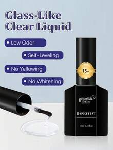 15 ml Base Gel pour vernis à ongles gel, 16 ml Fond de teint transparent sans essuyage pour une manucure UV longue durée DIY à la maison - Transparent - Voir 3