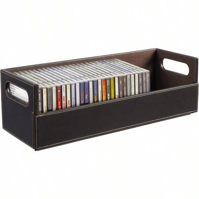 Stock Your Home Stacking CD Tray And Media Storage Box For CD Shelf Storage And Organization Holds 40 CDs Chocolate
