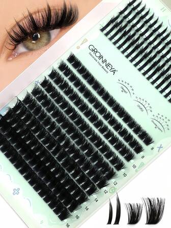 220pcs Manga Lash Clusters Kit 100P Thick Lash Clusters DIY Spikes 13-19MM Spiky Volume Individual Lashes Anime Lashes Wispy Cluster Lashes Extensions Kit Makeup Tools Christmas Thanksgiving Gift