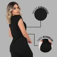Fitness Top With Elastic Buttock Coverage, Soft Touch, Ideal For Modern Fashion, Workout, Gym, And Running - Black - View 2