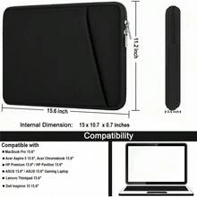 Laptop Sleeve, Durable Briefcase Shockproof Protective Case, Handbags Portable Laptop Bag 15.6 Inch Notebook Computer With Front Pocket, Black - Đen + 15,6 inch - Xem 5