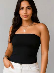 5-Piece Set: Women's Strapless Tube Top With Lining, Bustier Style, Basic Blogger Fashion, One Size - KIT 5 Peças-1 - 查看 3