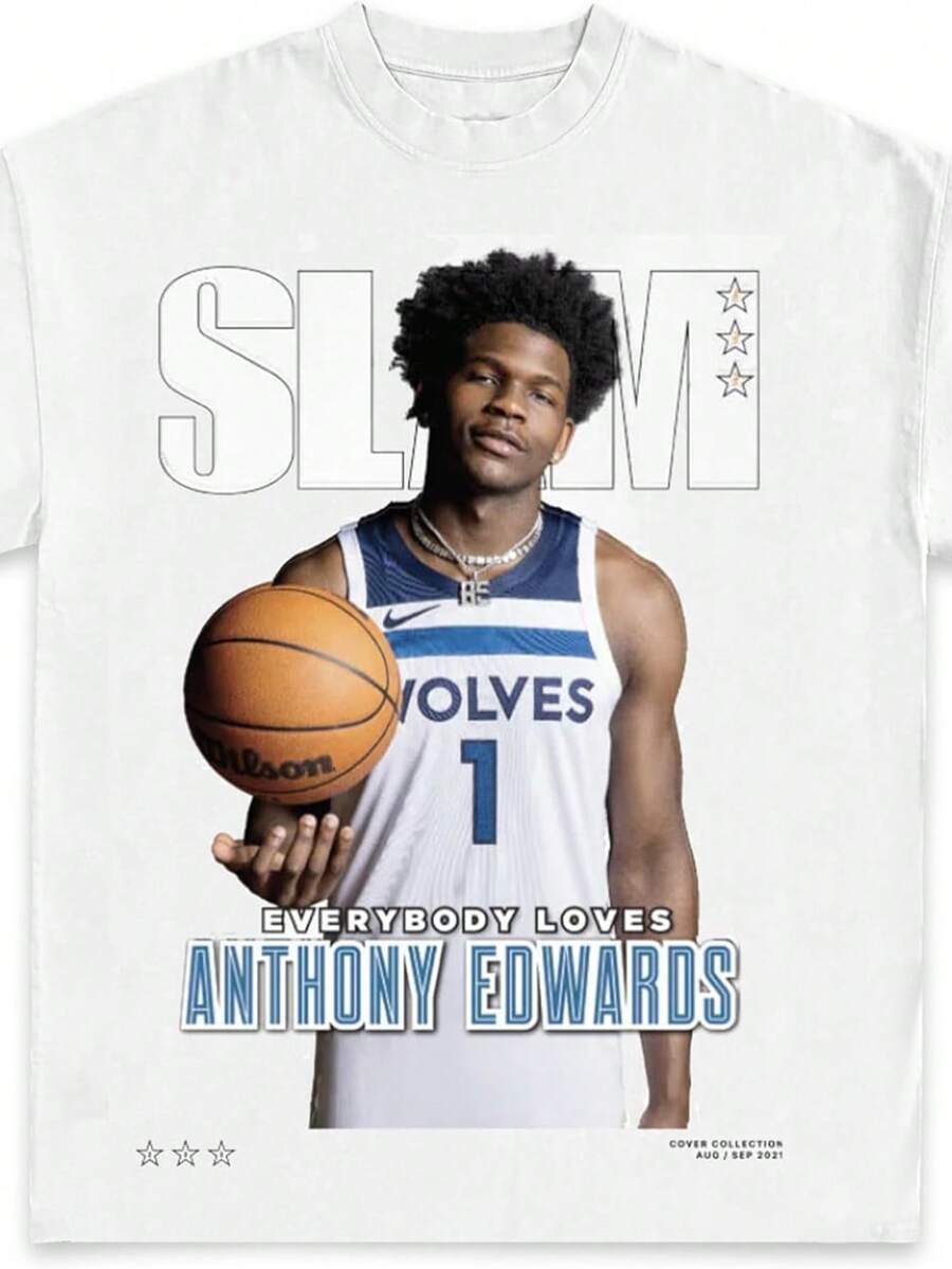 Ant Edwards SLAM Graphic Tee _ Premium Quality Heavyweight Basketball Shirt For Adults & Kids_1 - 白色 - 查看 1