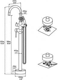 Grifo para bañera independiente Grifo para bañera independiente Grifos para bañera de latón montados en el suelo con ducha de mano - Negro mate - Ver 7