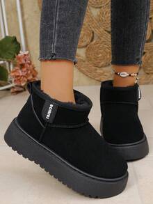 Fall/Winter Thick Sole Comfortable Slip-On Ankle Boots, Warm, Fashionable, Versatile,Fur Boots