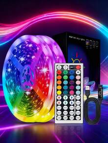 1pc 44-Key Remote Control LED Strip Light, Suitable For Bedroom, Living Room, Home Decor, Party Lighting, Adjustable Color & Mode,LED Strip Lights RGB 44 Key Controller Night Light, Living Room, Kitchen, Christmas Party, Halloween Party Festival, Bedroom Small Night Light, LED Strip USB Light LEDs Flexible LED Tape 1m/2m/3m/5m For TV, Computer, Cabinet Backlight - Colored Light - View 2
