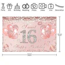 1 cái Phông nền biểu ngữ sinh nhật Sweet 16 màu vàng hồng Trang trí tiệc Sweet 16 cho bé gái Bóng bay lấp lánh Đạo cụ chụp ảnh sinh nhật 16 tuổi - Nhiều màu - Xem 11