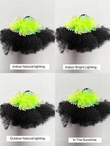 2 SET/PACK Kids Hair Buns Kids Afro Puff Soft Hair Marley Kinky Bulk For Hair Girl With Elastic - Natural Black - View 7