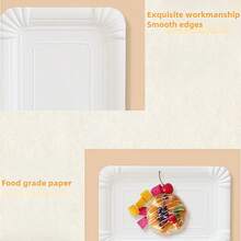 10/20pcs White Paper Party Plates, Lightweight Rectangular Disposable Plates, Large Size Tableware Suitable For Cookies, Cakes, Desserts, Snacks, Appetizers, Holiday Picnics, Party Supplies, Birthday Parties