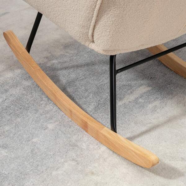 Cadeira de balanço HOMCOM, cadeira decorativa, cadeira de relaxamento com forro de lã Berber, para quarto, até 120 kg, bege, 71x92x101