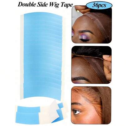 36 Pcs Blue Double Side Tape Lace Front Wig Tape Arc Double Sided Tape For Toupee Wig Adhesive Strong Stickiness