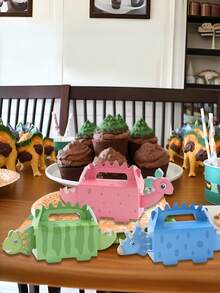6 cajas de regalo con tema de dinosaurios para fiesta, cajas de regalo de dulces de cumpleaños, cajas de bocadillos con tema de granja, suministros para fiesta de cumpleaños, cajas de regalo de dinosaurios 3D, artículos decorativos para fiesta de cumpleaños con tema de dinosaurios