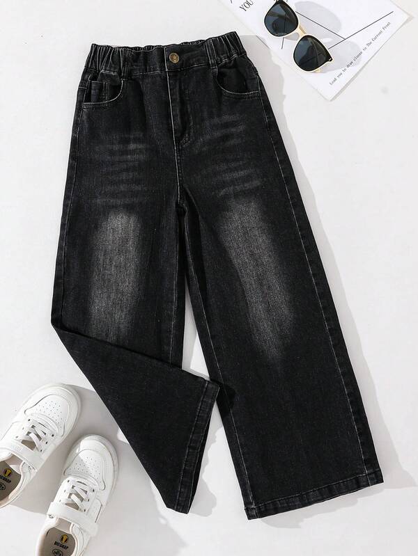 Pantaloni lunghi in denim dritti e larghi, strappati, casual per ragazze, adatti per uso all'aperto, feste, tutte le stagioni