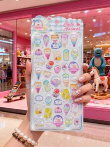 Cute Ice Cream, Candy, Bear, Rabbit, Dog 3D Embossed Stickers, Cartoon 3D Sticker Decals For Pencil Case, Backpack, Water Bottle, Desk, Car, Luggage, Fridge, Scrapbooking Scrapbook Supplies Stationery - Multicolor - View 3