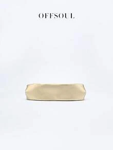 Vintage Asymmetrical Ruffle Cloud Clutch Bag, Unique Metal Hardware Handbag, High-End Retro Party Evening Bag - Gold - View 5