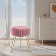 Vanity StoolsGERANT - Taburete Multifuncional para Cambiador reposapiés Redondo de Terciopelo con Patas de Metal Modernos taburetes de Cambiador para Sala de Maquillaje Rosa ClaroVanity Stools - rosaclaro - Ver 3