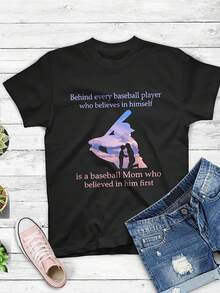 Behind Every Baseball Player Is Baseball Mom Thats Believes T-Shirt,This Fun Printed Casual T-Shirt Is The Perfect Gift For Valentine's Day/Christmas - 款式13 - 查看 1