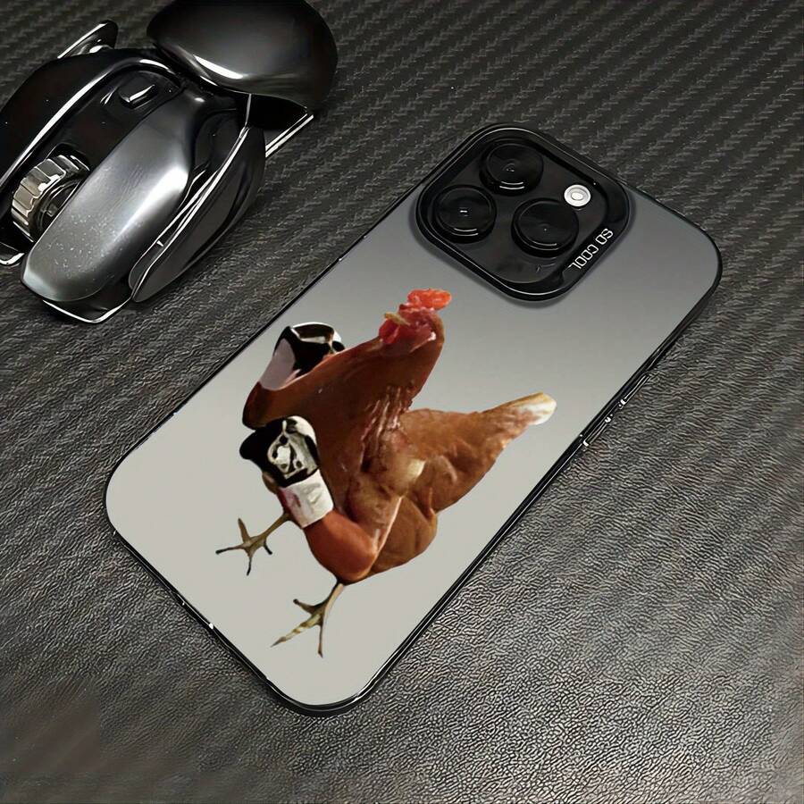La funda del IMD cuenta con un innovador diseño de gallina BOXEADORA plateada - compatible con el 16 / 15 / 14 / 13 / 12 / 11 / Pro / pro Max / plus, una ligera funda antideslizante / funda impresa / funda ultravioleta / nuevo modelo, regalo perfecto para usted y su familia / amigos - Oscuro-122 - Ver 1