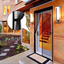 Cortina de Puerta Magnética,con sello magnético de cierre automático súper hermético,con Nylon Tiras de Alenamiento en los Lados,Cinta Sin Taladros, puerta de pantalla magnética malla. (200*80cm)