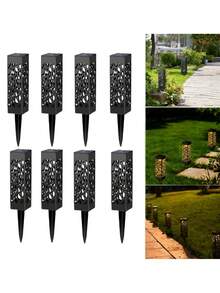 [Small Speaker] Outdoor Garden Solar Lawn Lamp, Rectangular Hollow Projection Lamp, Waterproof Design, Equipped With 200 MAh Battery, Made Of ABS Resin Material. Suitable For Outdoor Garden Ground Lighting, Night Lighting Of Family Terraces, Garden Lawn Path Lights, Can Also Be Used As A Gift For Holiday Parties Or Birthdays. - 暖光 - 查看 13