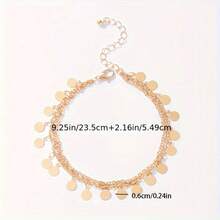 Ladies Bohemian Simple Ankle Chain - Multi-Layer Geometric Disc Tassel & Sequin Foot Accessories, KC Gold Plated Adjustable Beach Chain For Summer Vacations, Parties, Casual Dress - All Season Durable Foot Accessories (No Maintenance Required) - 金色 - 查看 5