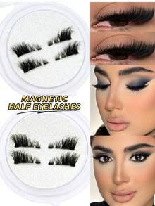 1 Cặp mi giả từ tính, kiểu nửa mi, không cần keo, mi ngắn từ tính, hiệu ứng trang điểm mắt mèo tự nhiên, có thể tái sử dụng, phù hợp cho nối mi, lý tưởng cho người hay làm việc nhà, các blogger làm đẹp và làm quà tặng. - Nửa lông mi - Xem 3