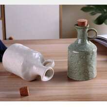 1pc Retro Ceramic Oil Pot With Lid, Dual-Use Sprayer & Pourer, Kitchen Household High-Quality Oil Dispenser, Can Store Cooking Oil, Soy Sauce, Water, Practical Kitchen Tool, 15.5cm Height X 8cm Diameter - Multicolor - View 7