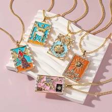 Tarot Card Necklace Women, Gold Vintage Pendant, Good Luck Amulet Jewelry - c - 查看 4