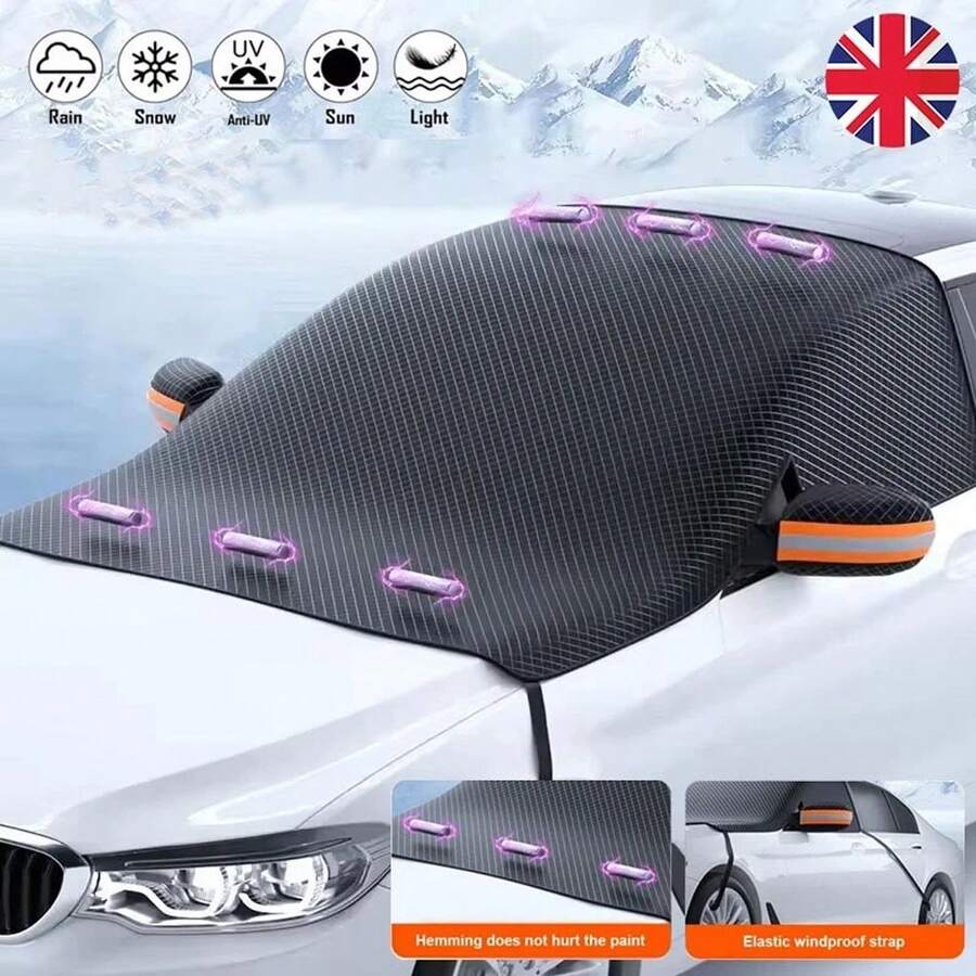 Heavy Duty Magnetic Car Windshield Snow Cover Shield Against Ice Frost And UV - Black - View 1