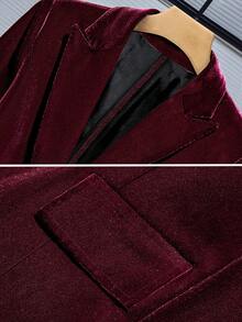 Women's Autumn/Winter Casual Light Commute Velvet Slim Fit Single-Breasted One-Button Long Sleeve Blazer - Burgundy - View 6