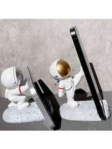 卡通宇航员手机平板支架，可爱装饰摆件，迷你雕像，桌面收纳架，适用于客厅、卧室、办公室、厨房 - 解放双手，方便看视频、充电、工作、烹饪 - 太空人款 - 查看 9