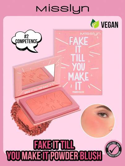  MISSLYN-FAKE IT TILL YOU MAKE IT 粉状腮红，哑光粉状腮红，带镜子，显色度高，打造自然妆效，易于晕染，色号从清透到浓郁，持久显色，轻轻一扫即可展现活力自然的色调