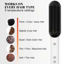 Alisador y rizador de cabello 2 en 1, cepillo de peinado con calentamiento rápido, temperatura ajustable, diseño anti-quemaduras, fácil peinado, diseñado para mujeres, adecuado para peinados femeninos, regalo para vacaciones, regalo del Día de la Madre - Ver 5