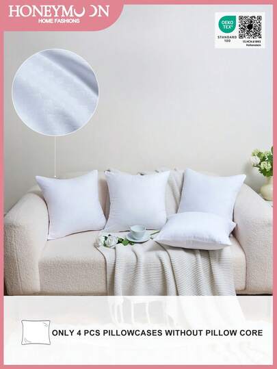 Un conjunto de 4 fundas de almohada de color rosa claro sólido, funda de almohada con diseño de foto DIY, estilo moderno suave, adecuado para la sala de estar, el dormitorio, la decoración del sofá, certificado Oeko-Tex