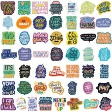 50pcs Cartoon Motivational English Stickers, Waterproof For Luggage, Notebook, Tablet, Phone - Multicolor - View 7