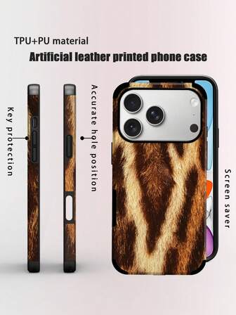 猎豹纹单件装手机壳，动物元素猎豹图案软皮保护壳，兼容苹果/三星Galaxy S24 Ultra、17 Pro Max/16 Pro Max/12 Pro/13/14 Plus/15 Pro Max/16 Pro Max/11/13 Pro