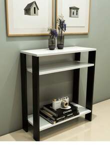 Side Table/Medium, All MDF, For Kitchen, Side Table, Support Table. - Black and White - View 2